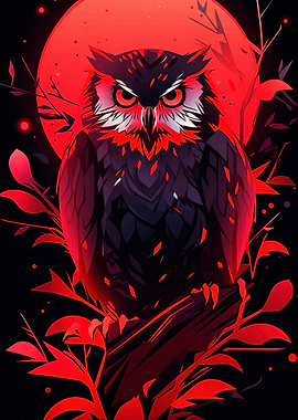 Red Owl in Moonlight