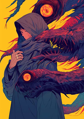 Hooded Figure and Monsters