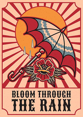 Umbrella retro-style illustration