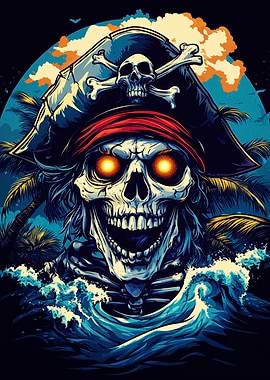 Pirate Skull with Glowing Eyes