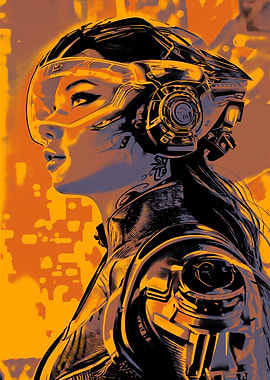Cyberpunk Woman in Helmet