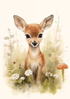 Cute Watercolor Fawn