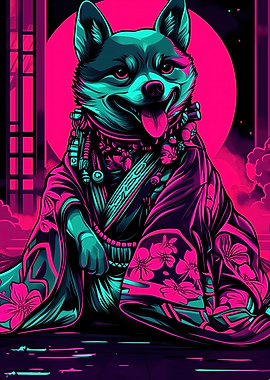 Cyberpunk Shiba Inu Samurai