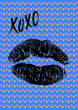 XOXO Lips Pop Art | Blue Vibrant Love Print