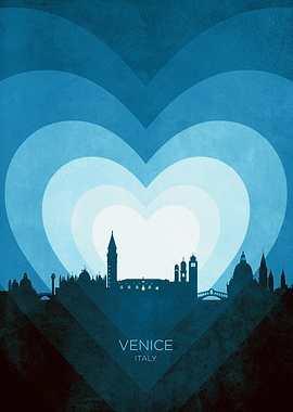 Venice Italy Skyline Hearts