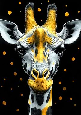 Golden Giraffe Portrait Animal