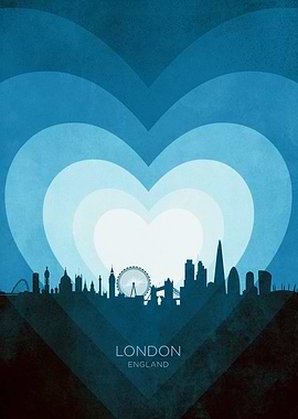 London England Skyline Hearts