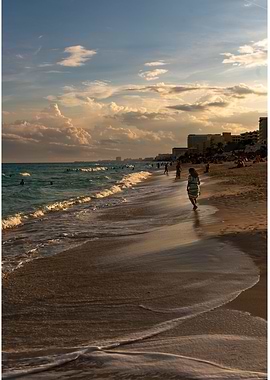 Beach Sunset with People