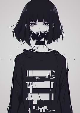 Anime Girl with Glitch Design