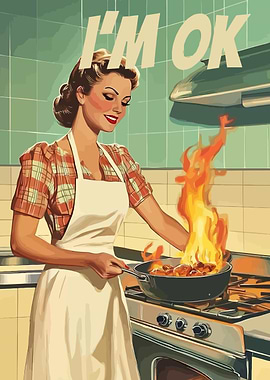I'm OK Retro Kitchen Poster