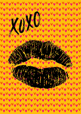 XOXO Lips Print | Yellow Pop Art | Vibrant Love Print