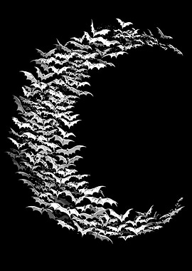 Bats Forming Crescent Moon