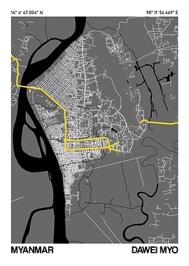 Dawei Myo City Street Map