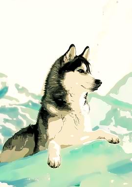 Husky Watercolor Art