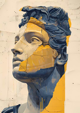 Broken Statue Portrait With Yellow