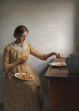 Woman Eating Chanterelles