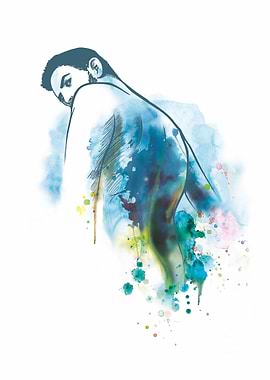 Man in blue watercolor