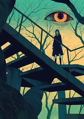 Giant Eye Watching Girl