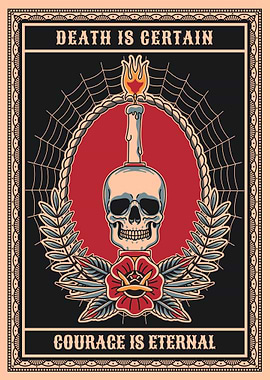 Death & courage, skull tattoo art