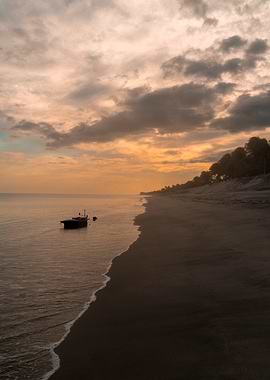 Sunset Beach with Boat