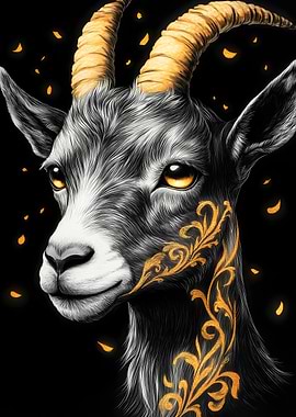 Golden Goat Portrait Animal