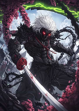 Dark Muscular Japanese Samurai