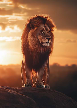 Majestic Lion at Sunset