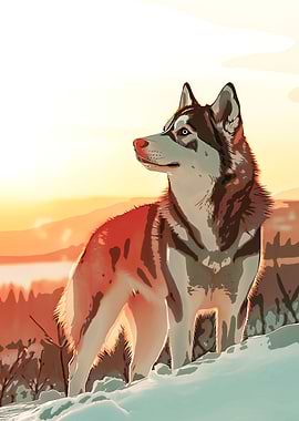 Husky at Sunset