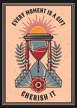 Hourglass & Cherish Moment vintage illustration