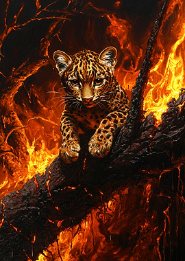 Leopard Cub in Flames