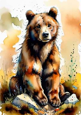 Watercolor Brown Bear