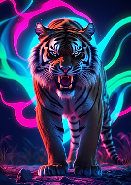 Powerful Neon Tiger