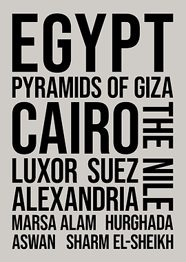 Egypt Landmarks and Cities Word Art