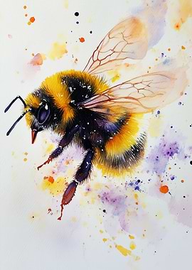 Bumblebee Watercolor Painting