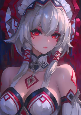 Anime Girl with Red Eyes Gaming