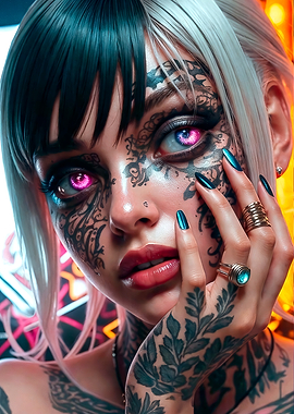 Cyberpunk Tattooed Woman