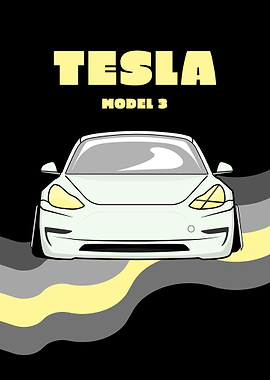 Tesla Model 3 Illustration | RETRO ART