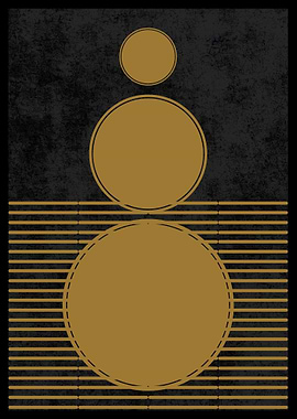 Gold Circles Abstract Art