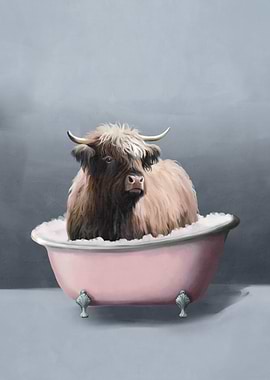 Highland Cow Bath Time