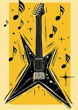 Black Electric Guitar Art