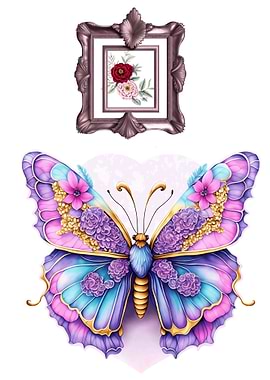 Floral Elegance Butterfly Art - Vibrant Nature-Inspired Design