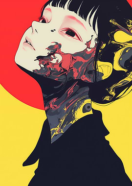 Anime Girl with Abstract Design