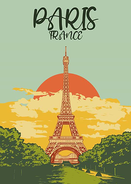 Original Eiffel Tower Sunset Art
