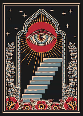 Eye with Stairs & Flowers