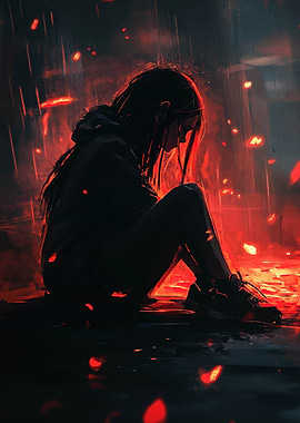 Silhouette in Red Rain