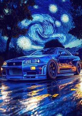 Nissan Skyline R34 in Starry Night