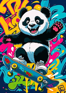 Happy Panda Skateboarding