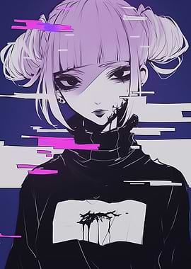 Anime Girl with Glitch Effect