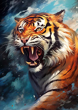 Roaring Tiger Painting