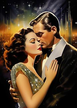 Romantic Couple in City Lights